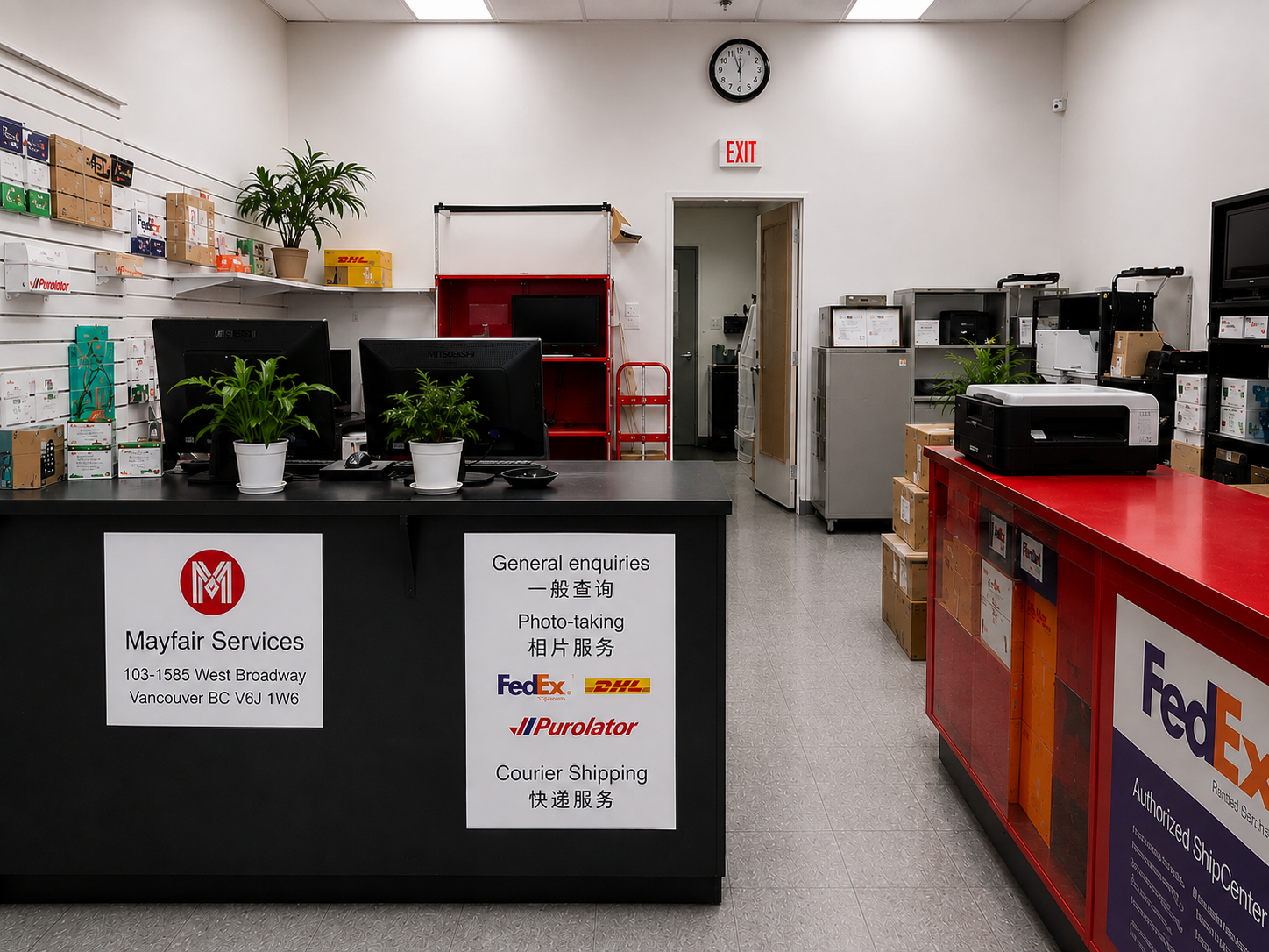 Shipping counter at Mayfair Services